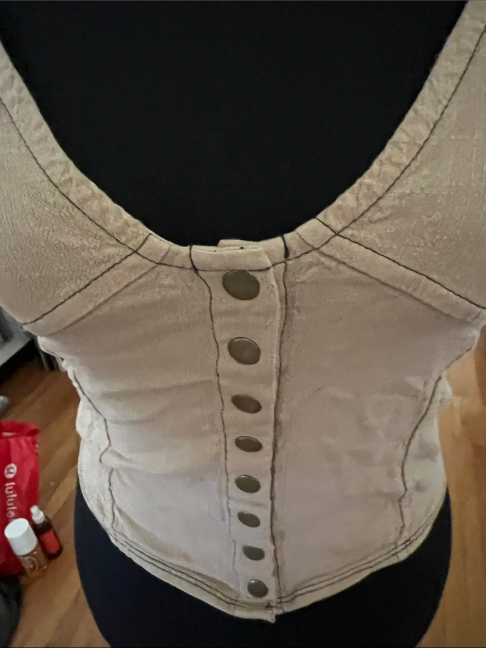 Free People Beige Button-Front Corset Cami